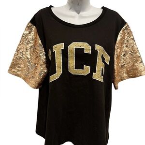 NWT GAMEDAY COUTURE UCF Knights Women's Sequin Sleeve Tee Side Medium